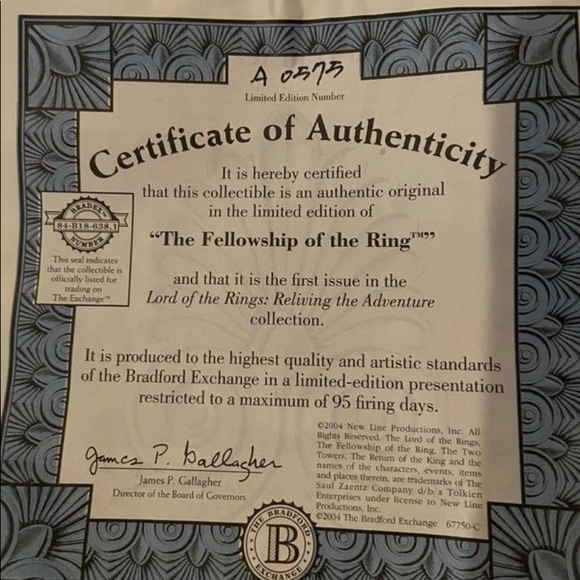 Lord of the Rings Collector's Edition Plates - Picture 4 of 10